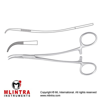 Overholt-Mini Dissecting and Ligature Forceps Curved - S Shaped Stainless Steel, 15 cm - 6"